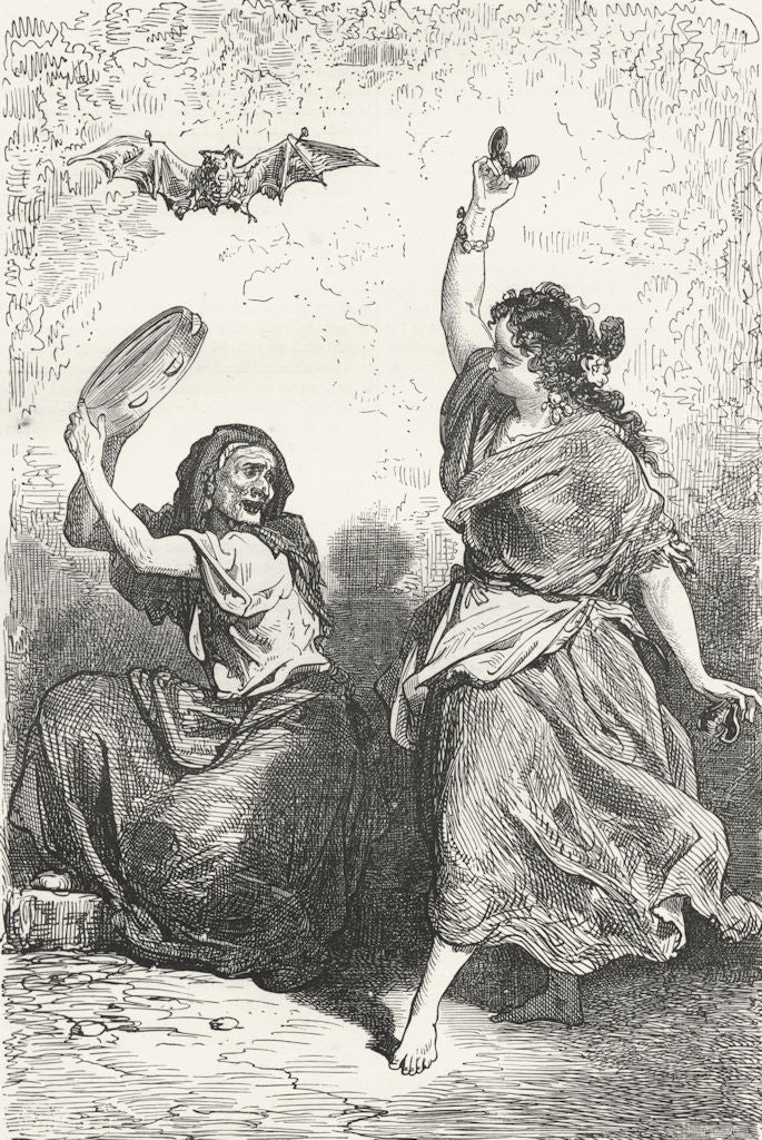 SPAIN. Andalusia. Gipsy Dance 1880 old antique vintage print picture